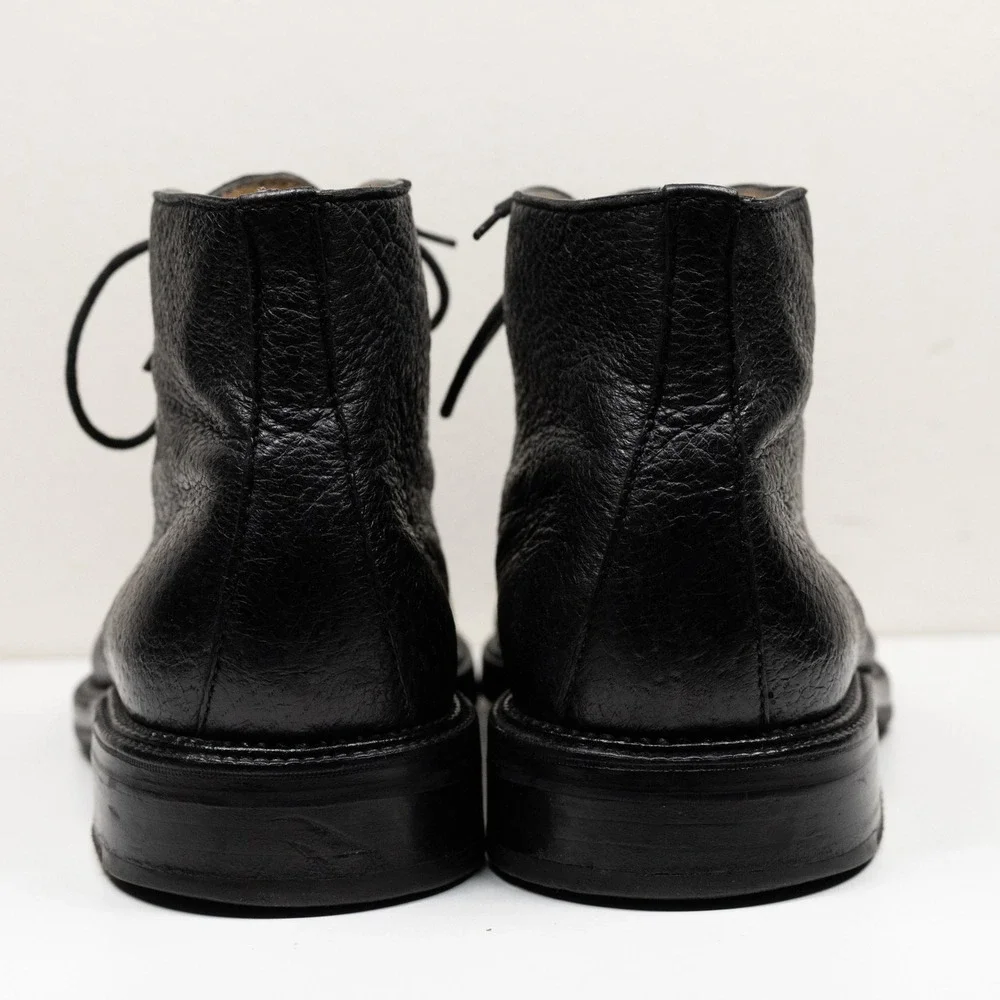 GRAVATTI Peccary Leather Lace Up Chukka Boots‎ Italian Black 15950 Mens Sz 10.5